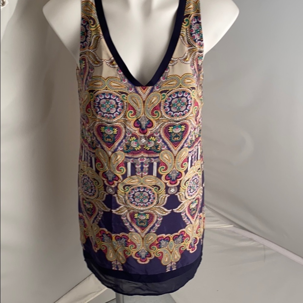 Anthropologie Leifsdottir v-neck multicolor print silk sheath dress